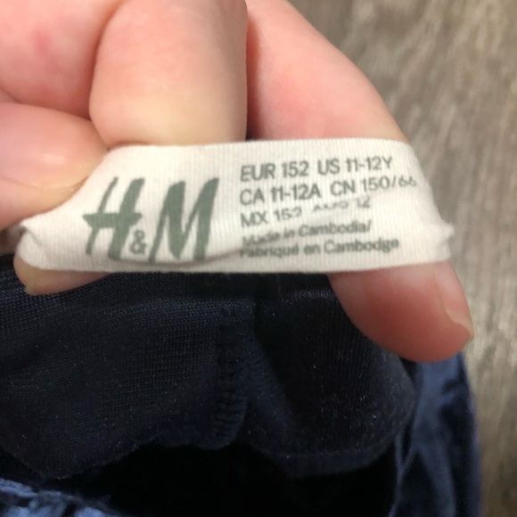 H&M Girls Crushed Velvet Leggings in Navy Blue - US Size 11-12Y - Picture 4 of 5